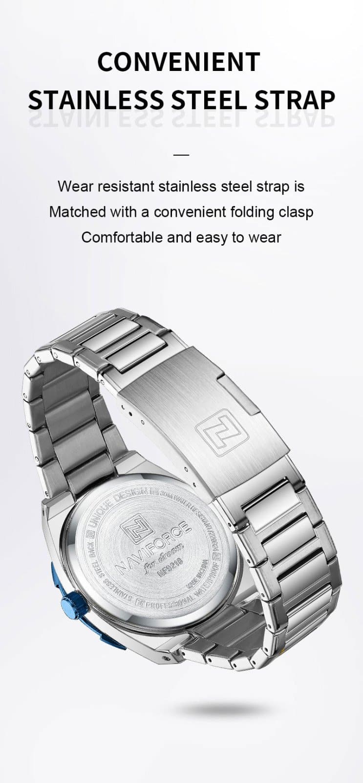 Naviforce 9218 - Silver Blue Dial Stainless Steel