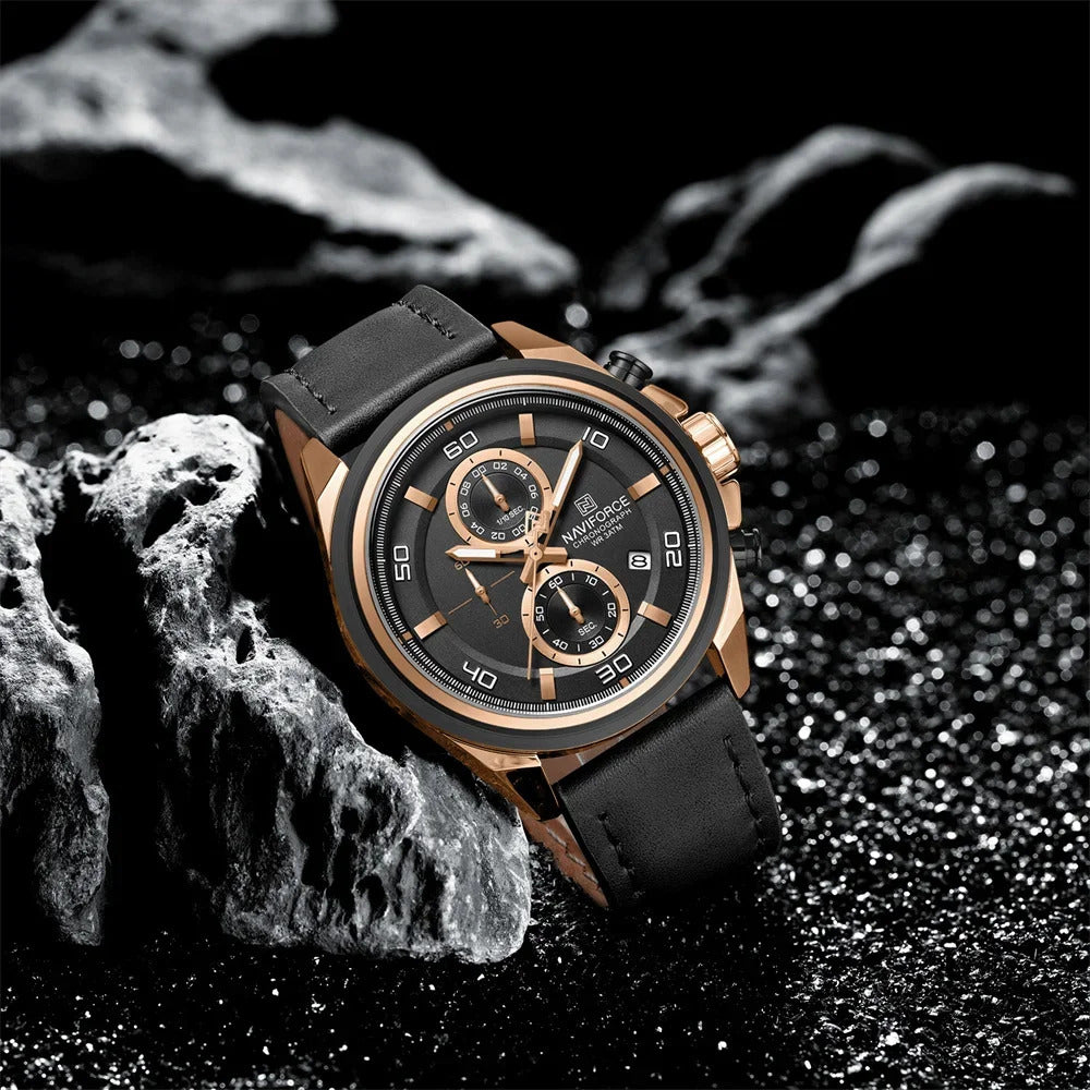 Naviforce 8075 - Black Rose Dial Chronograph