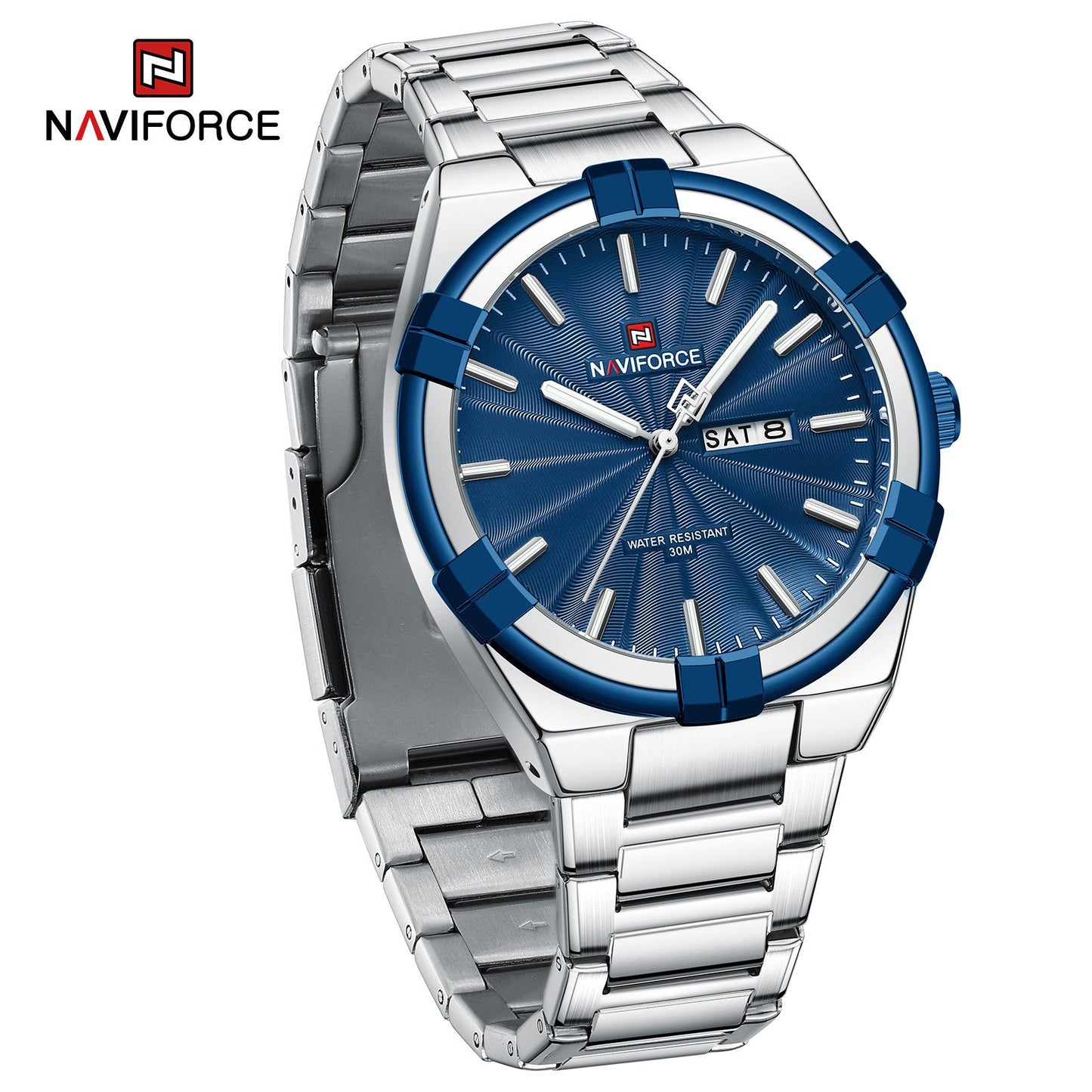 Naviforce 9218 - Silver Blue Dial Stainless Steel