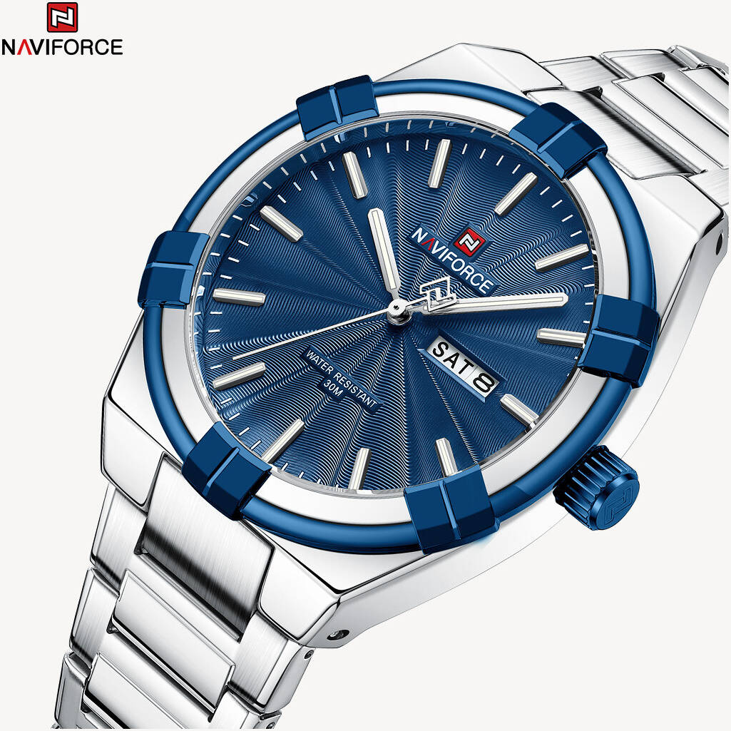 Naviforce 9218 - Silver Blue Dial Stainless Steel