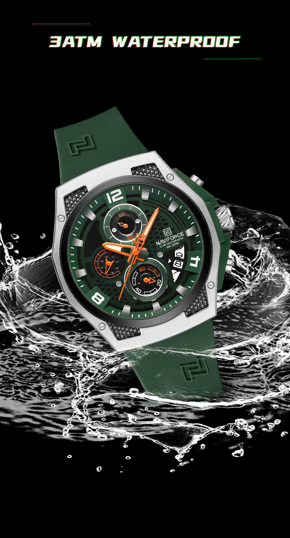 Naviforce 8051 - Green Dial Chronograph