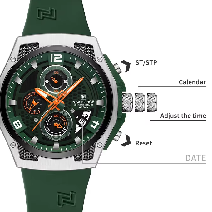 Naviforce 8051 - Green Dial Chronograph