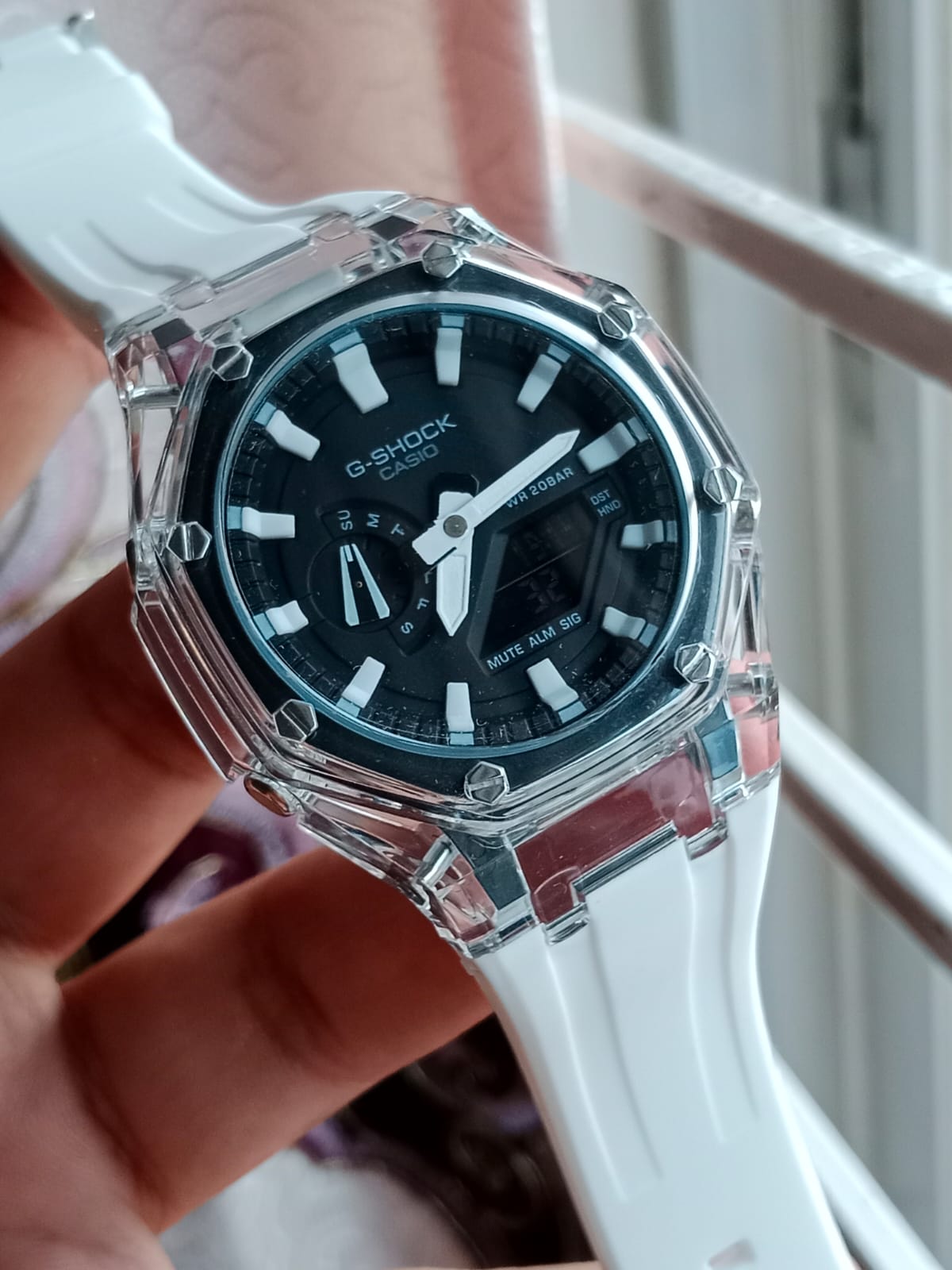 Casio G-Shock Transparent Semi AAA Grade - White Strap Black Dial