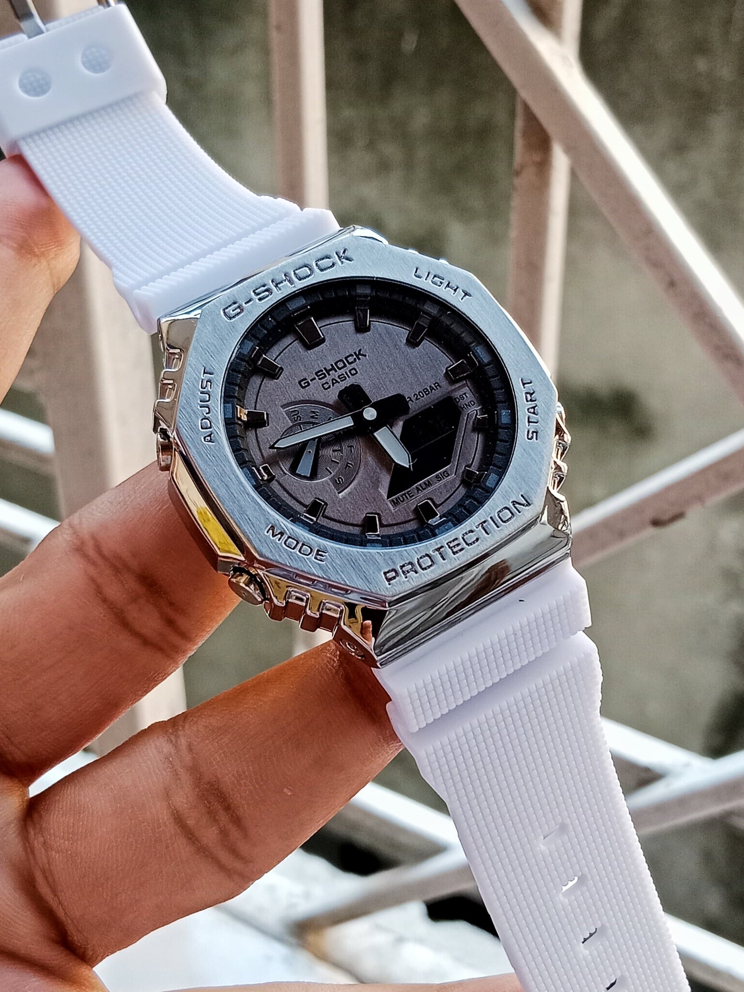 Casio G-Shock Metal Semi AAA Grade - Ash Dial White Strap