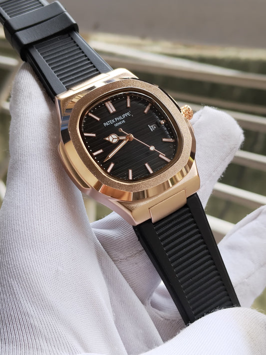 Patek Philippe Nautilus AA Grade - Rose Gold Black Dial