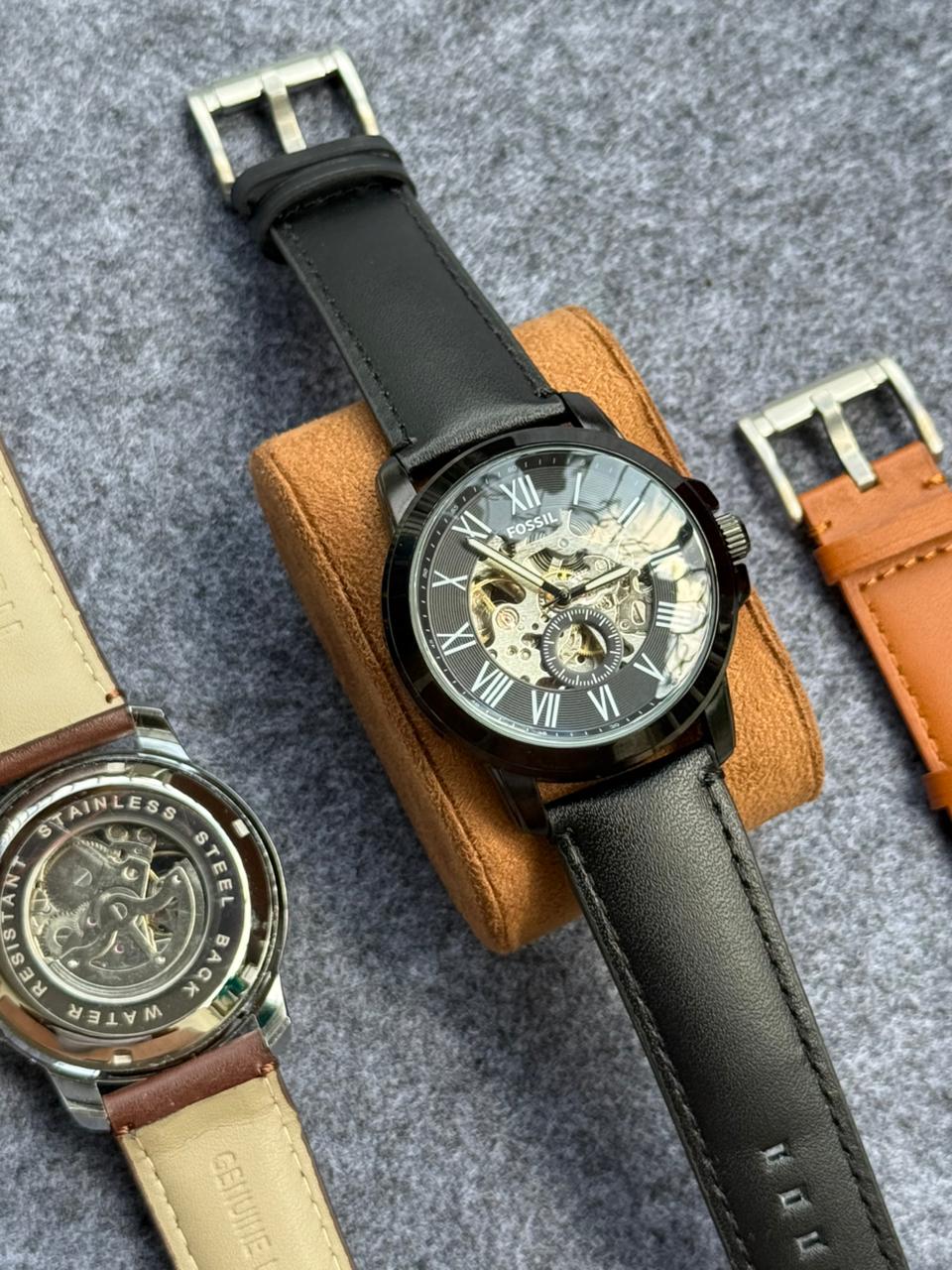 Fossil Automatic Movement AA Grade - Black leather belt black dial