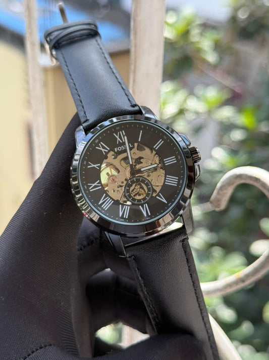 Fossil Automatic Movement AA Grade - Black leather belt black dial