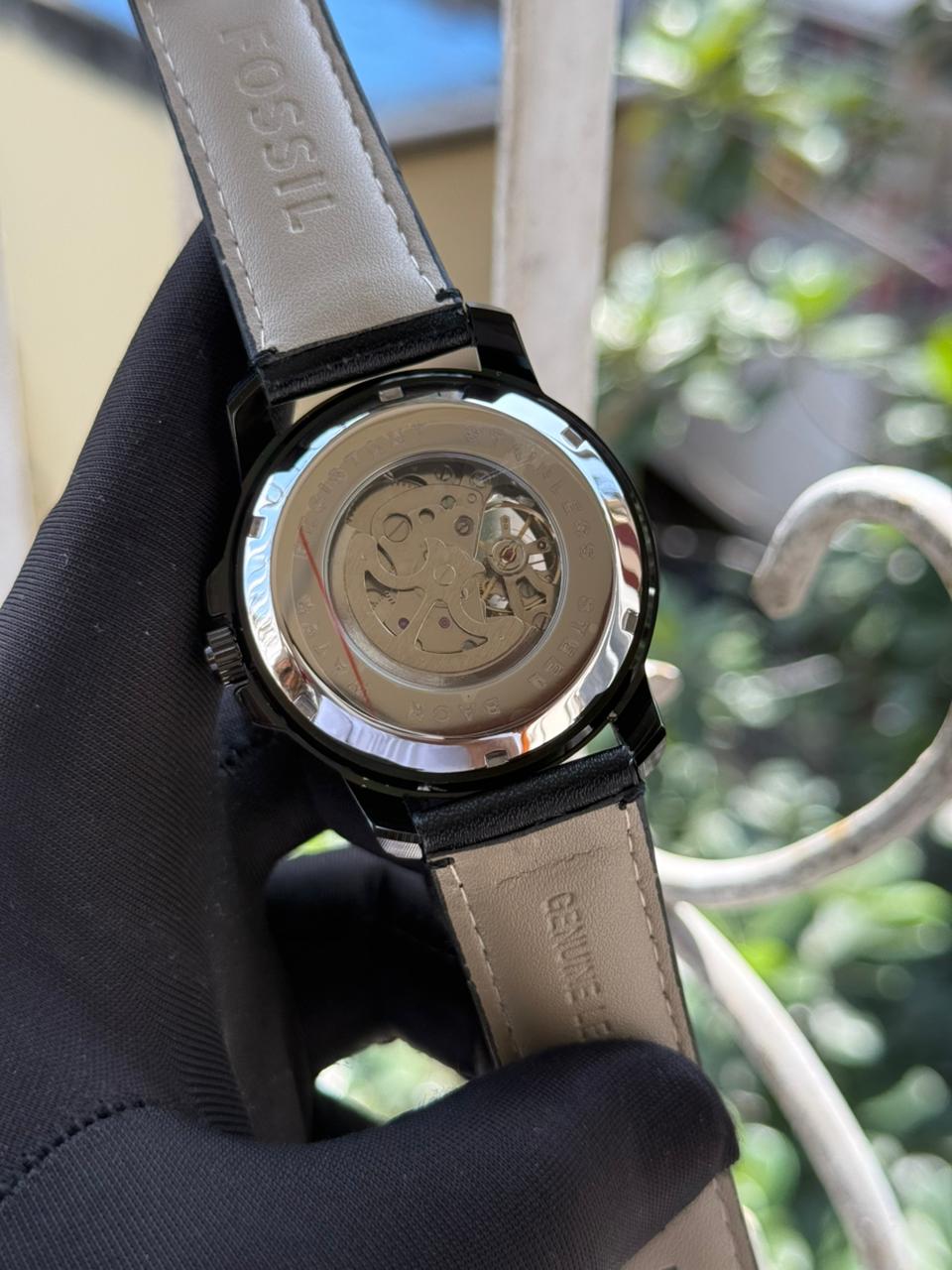 Fossil Automatic Movement AA Grade - Black leather belt black dial