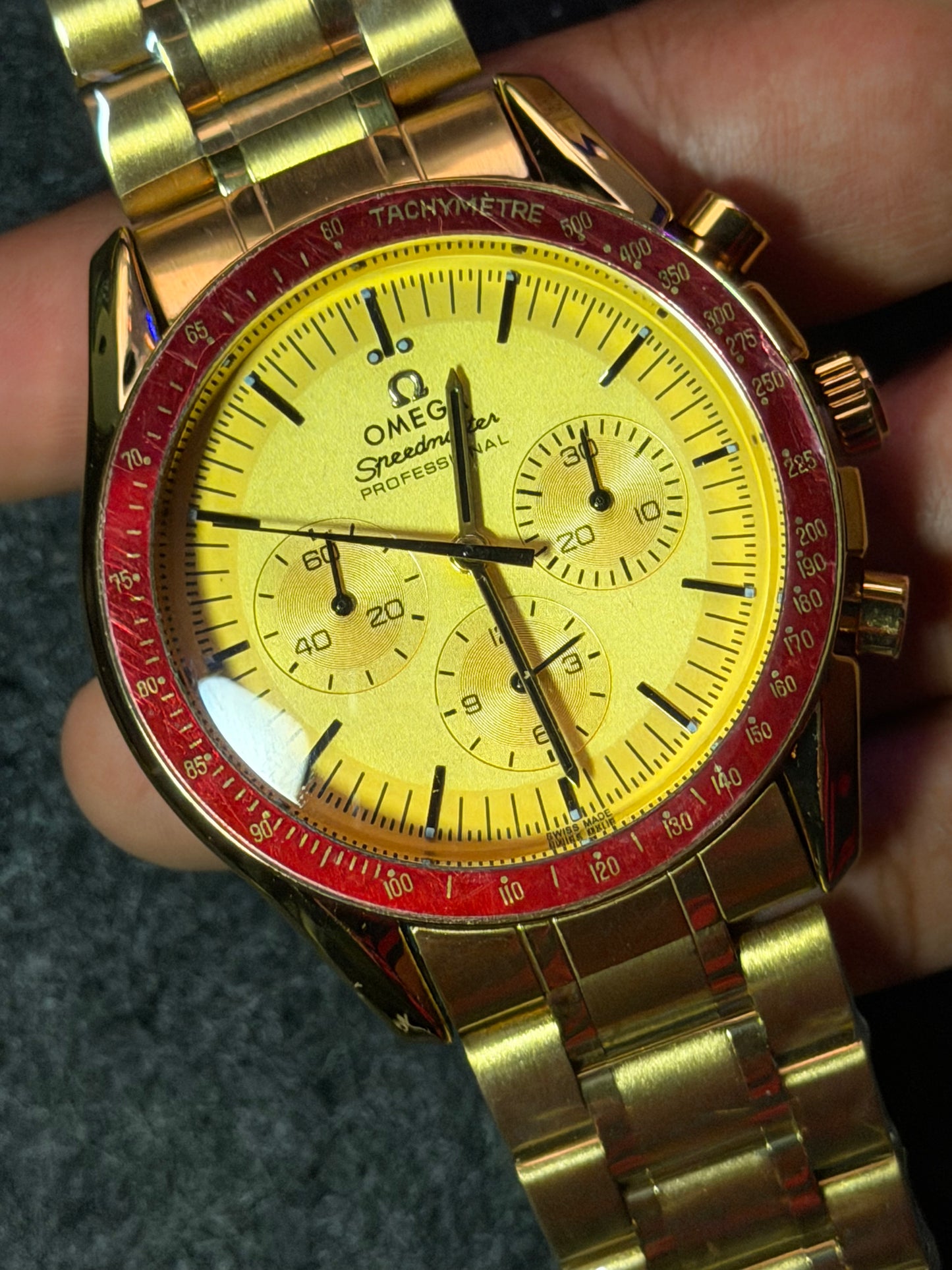Omega Speedmaster Chronograph Watch - Golden Red