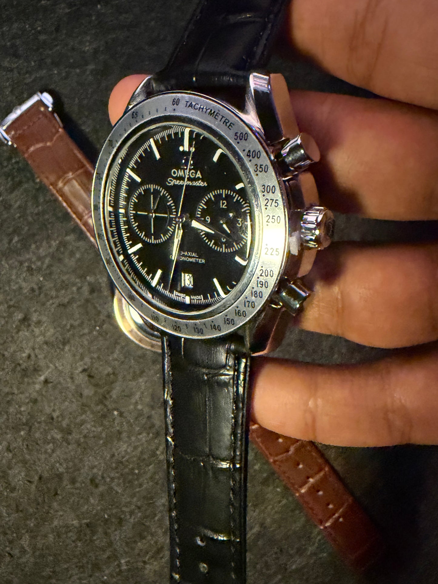 Omega Speedmaster Leather Belt AA Grade - Black