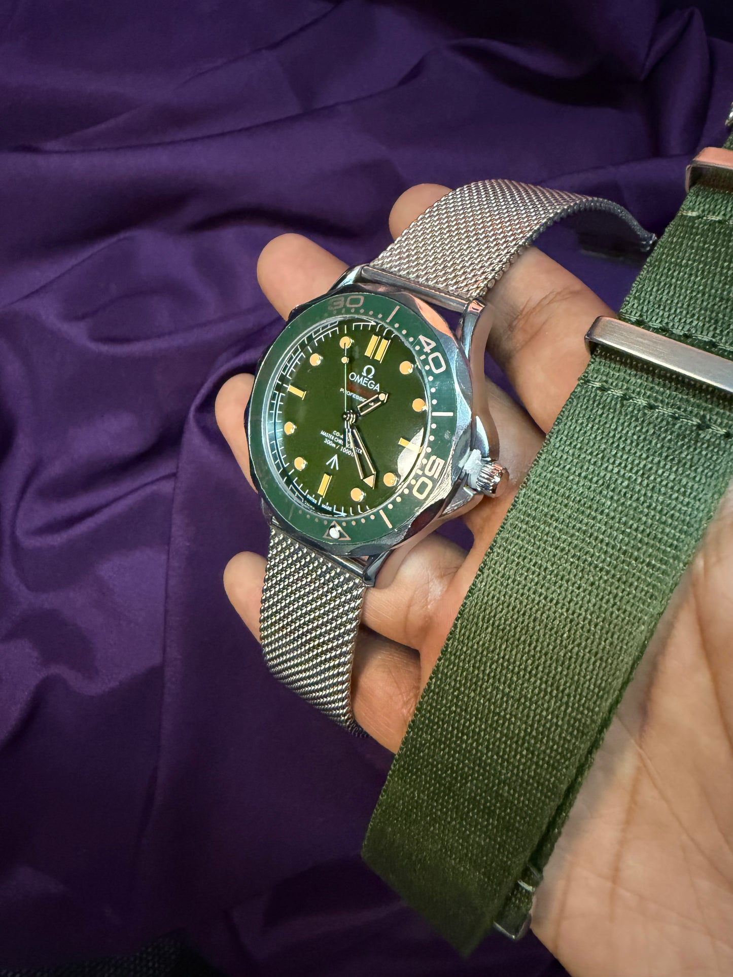 Omega 007 AA grade (FREE NATO strap) - Green Dial
