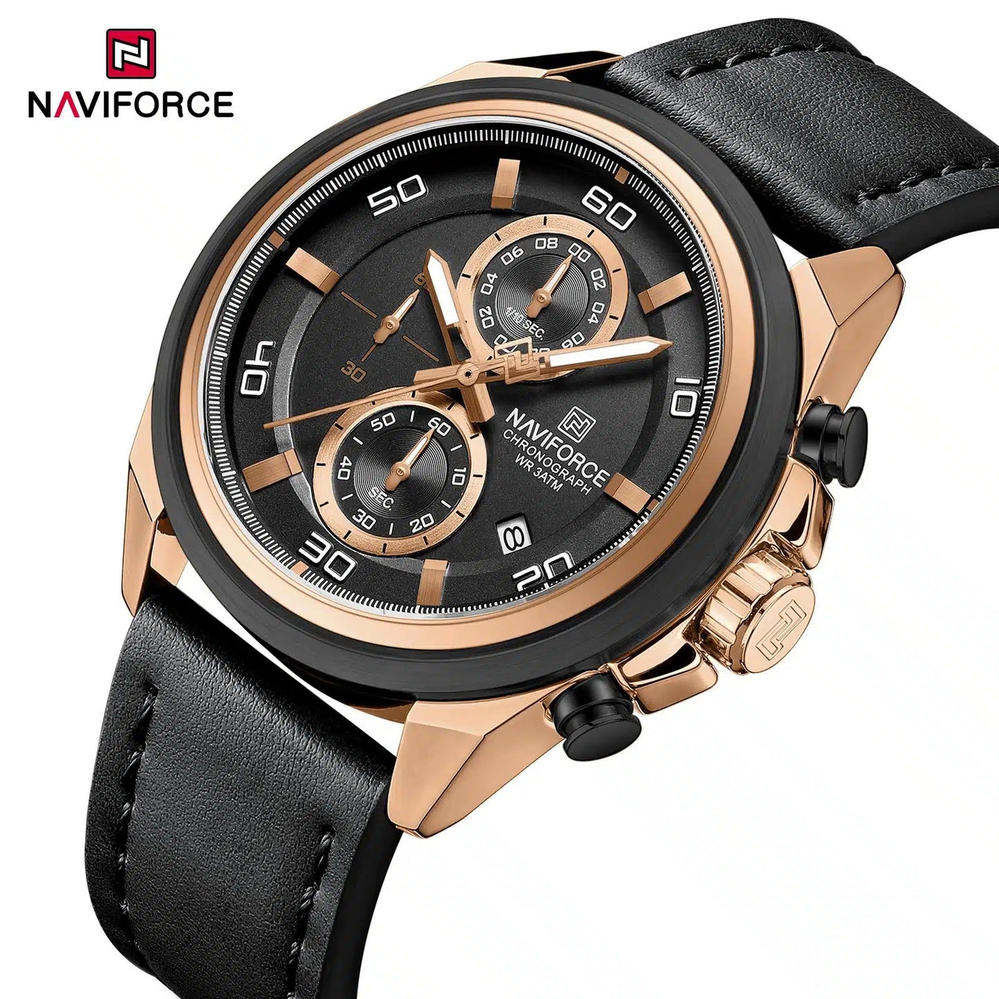 Naviforce 8075 - Black Rose Dial Chronograph