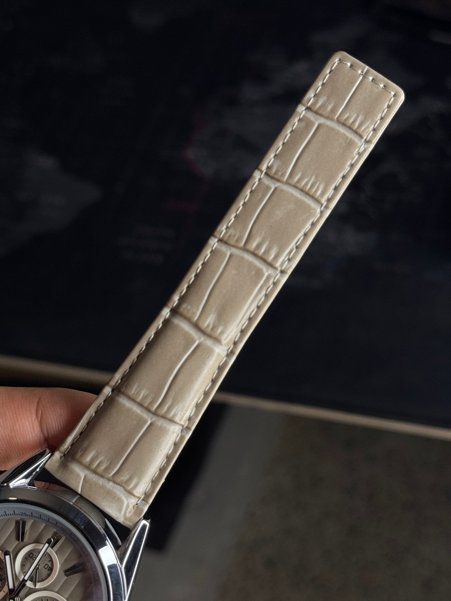 Carrera Heuer Chrono - White Sub Dial with Sand Leather Strap