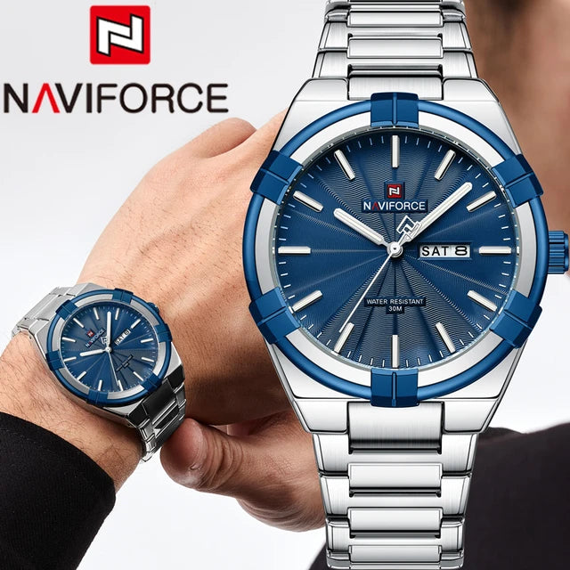 Naviforce 9218 - Silver Blue Dial Stainless Steel