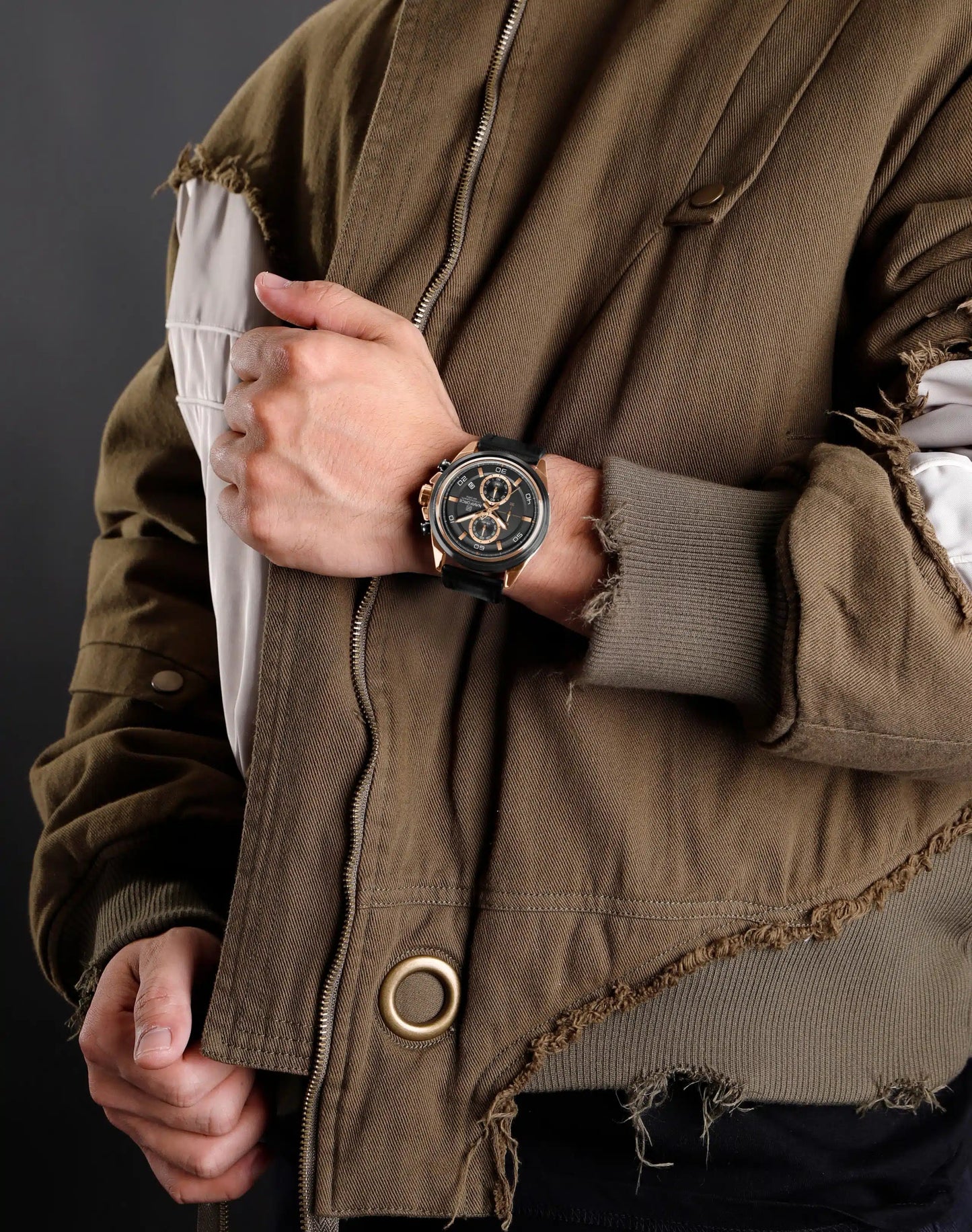 Naviforce 8075 - Black Rose Dial Chronograph