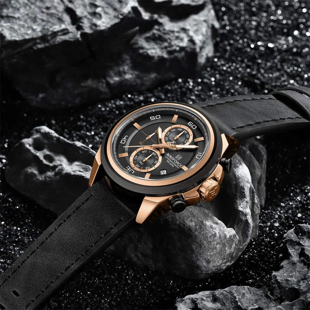 Naviforce 8075 - Black Rose Dial Chronograph
