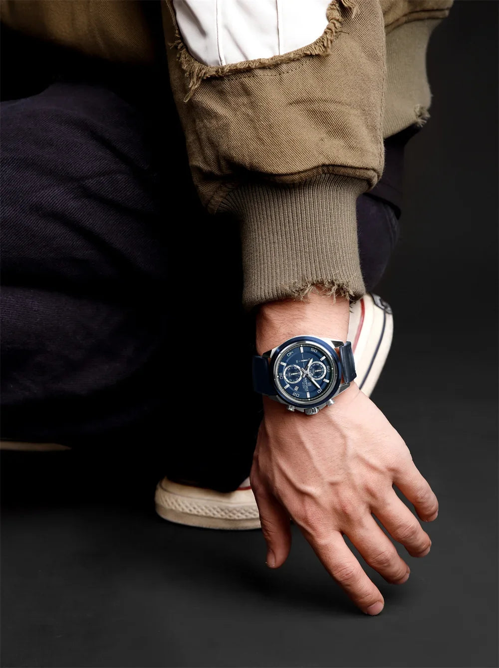 Naviforce 8075 - Blue Dial Blue Leather Strap Chronograph