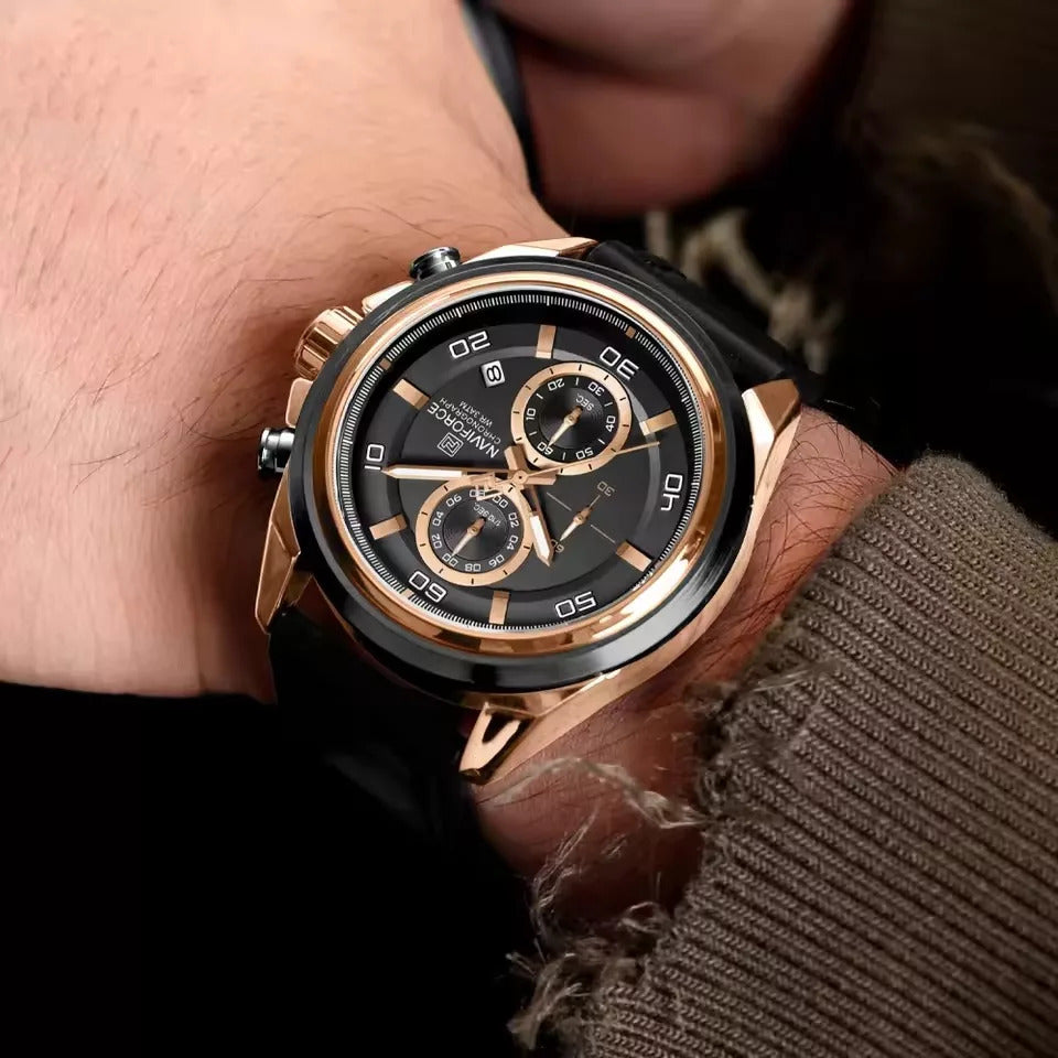 Naviforce 8075 - Black Rose Dial Chronograph