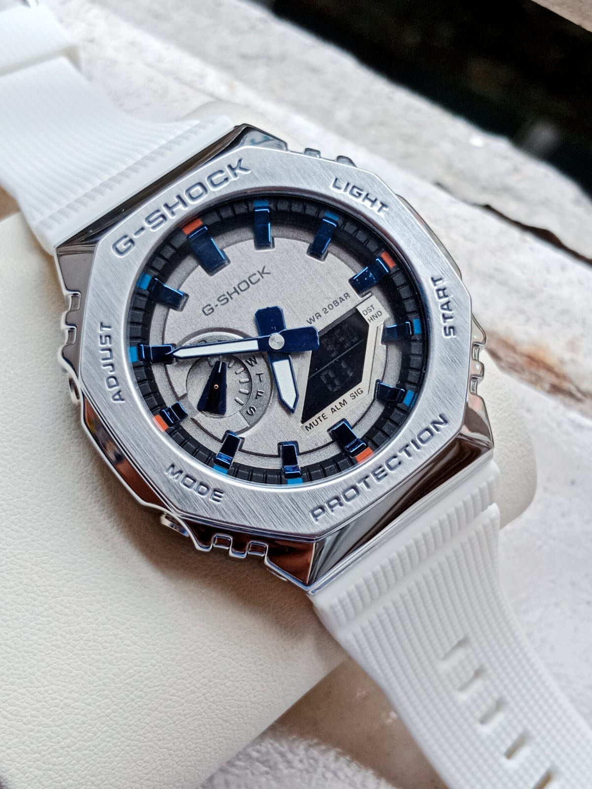 Casio G-Shock Metal Semi AAA Grade - Ash Dial White Strap