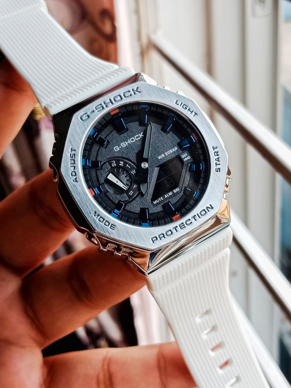 Casio G-Shock Metal Semi AAA Grade - Black Dial White Strap