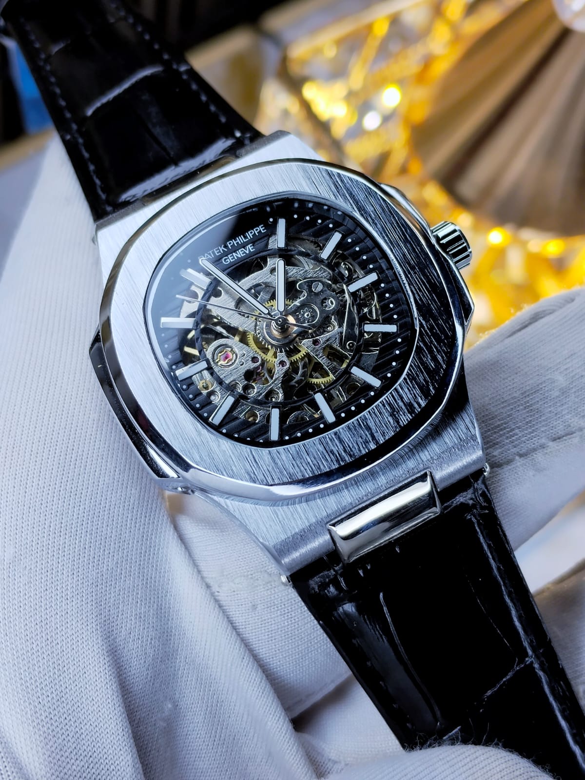 Patek Automatic Movement Black Dial Black Belt - AA Grade