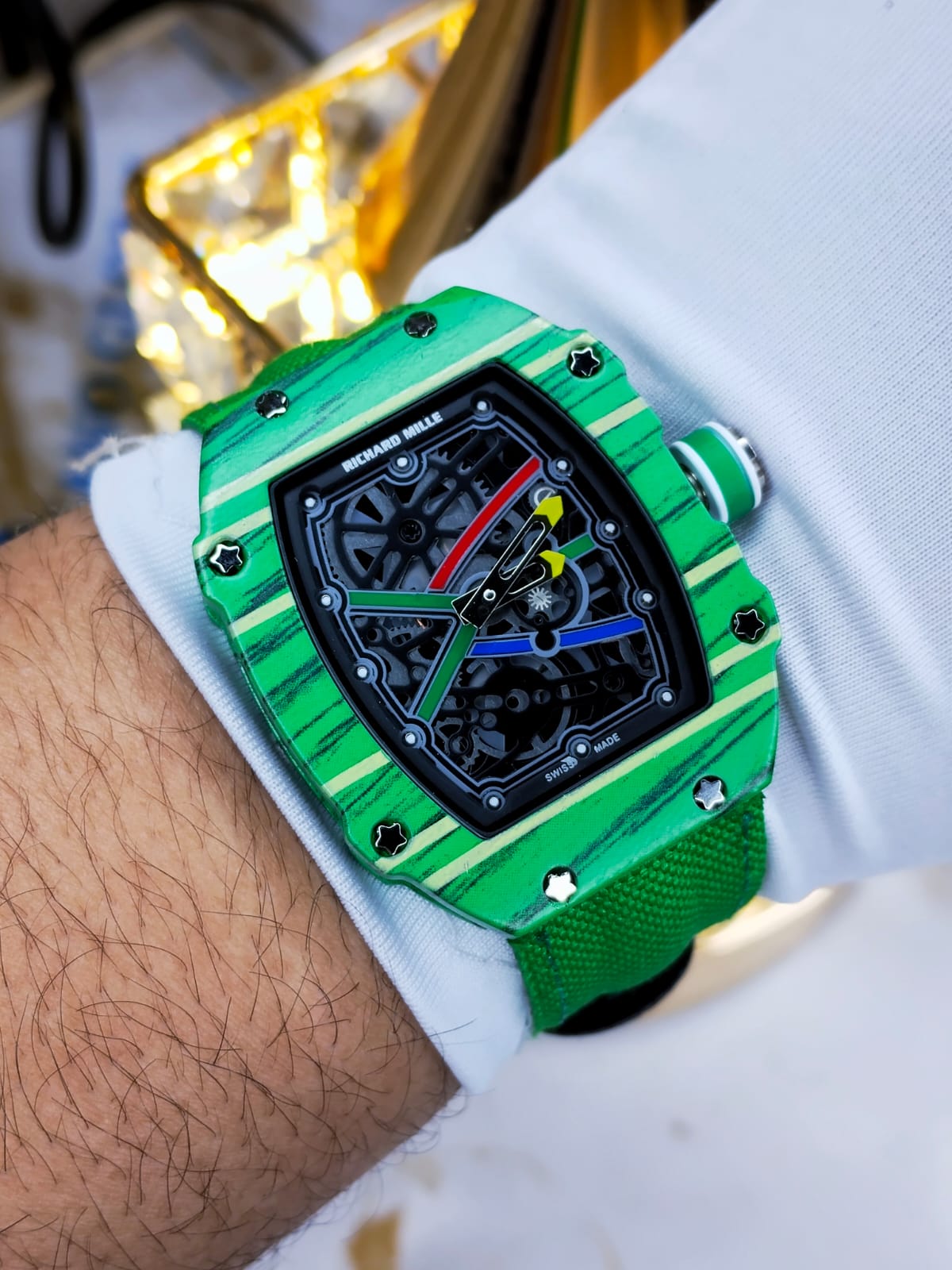 Richard Mille AA Grade Black Dial Green Strap