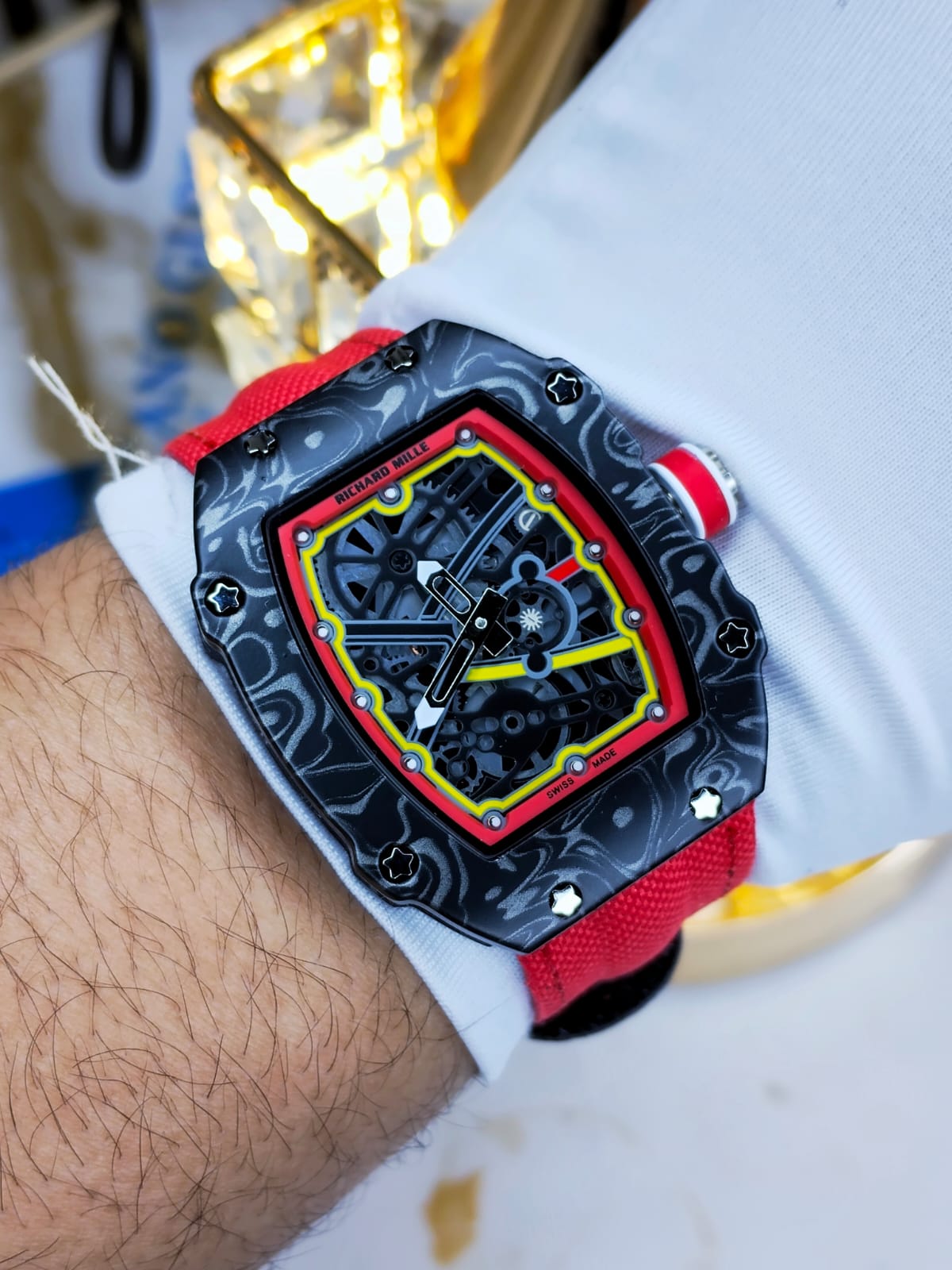 Richard Mille AA Grade Black Dial Red Strap