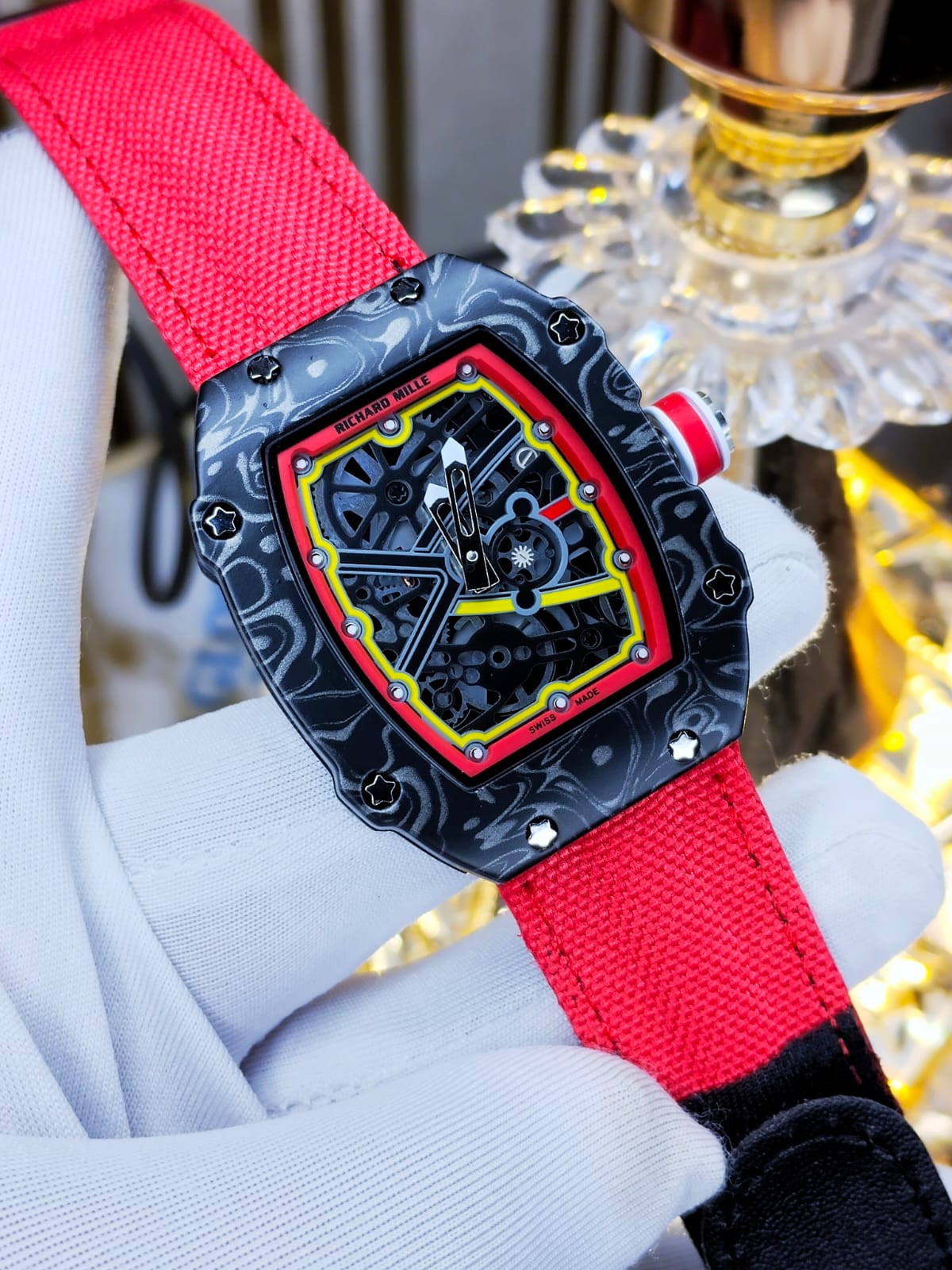 Richard Mille AA Grade Black Dial Red Strap