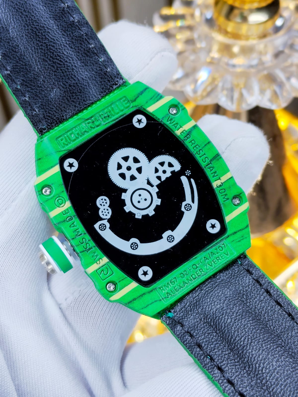Richard Mille AA Grade Black Dial Green Strap