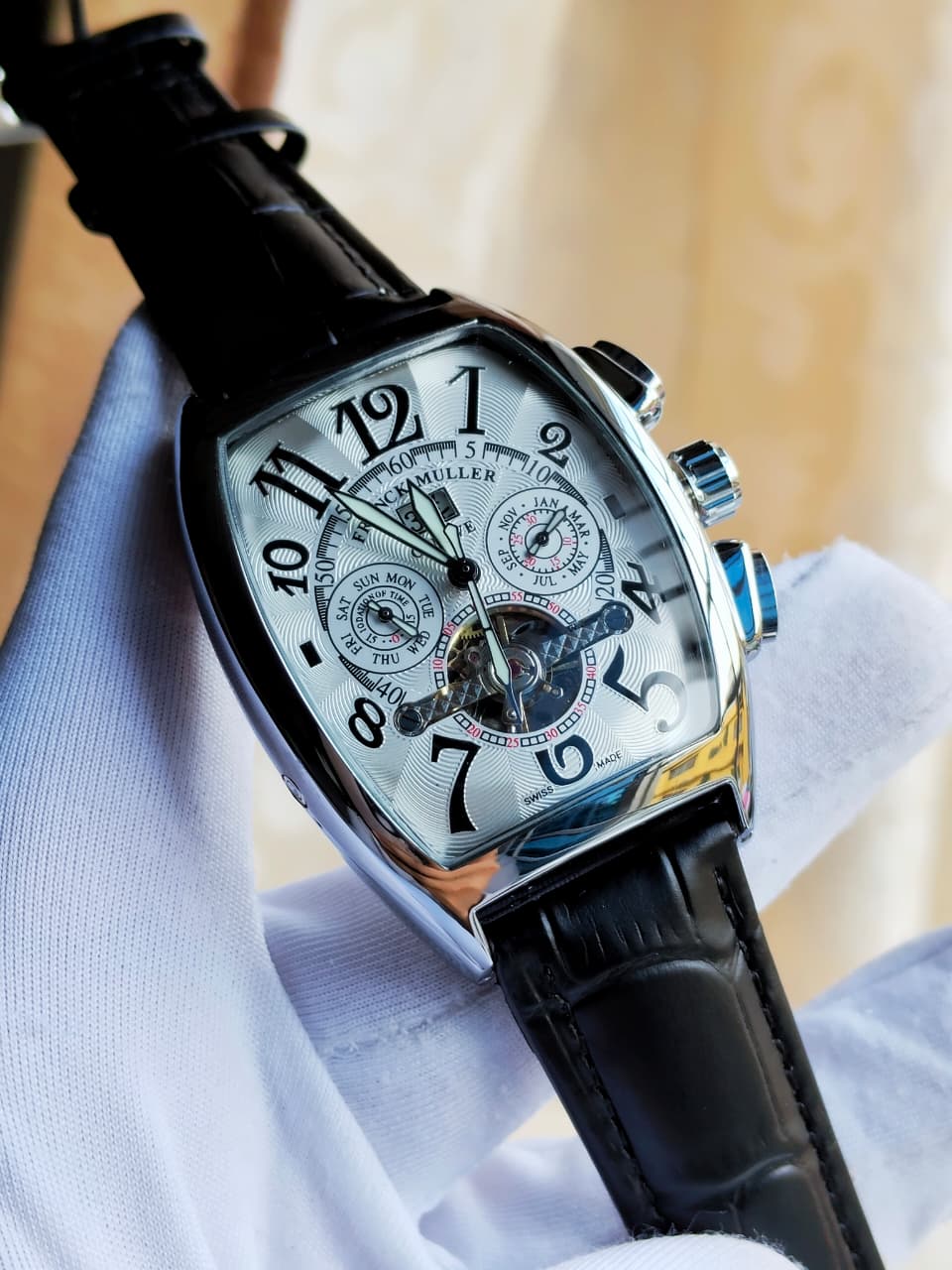 FRANCK MULLER Automatic Mechanical Watch | FRM Watch 44 A - Black Leather Belt