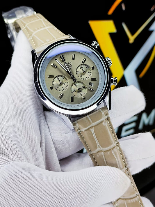 Carrera Heuer Chrono - Sand Dial with Sand Leather Strap