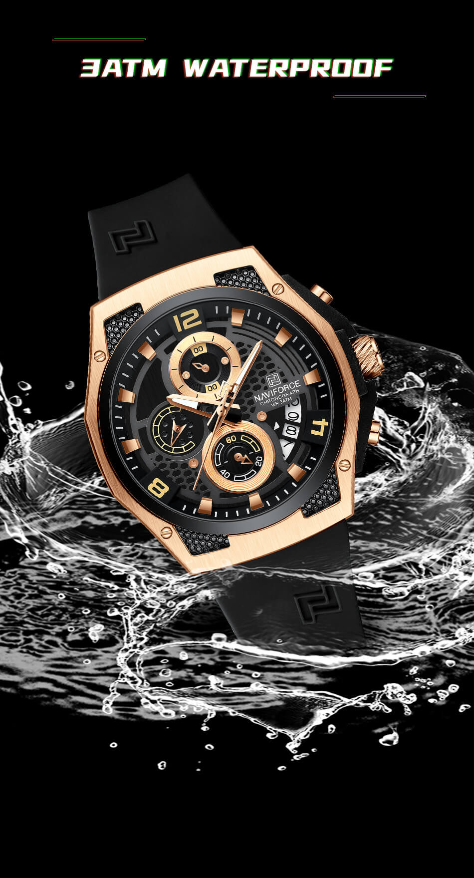 Naviforce 8051 - Rose Gold Dial Chronograph