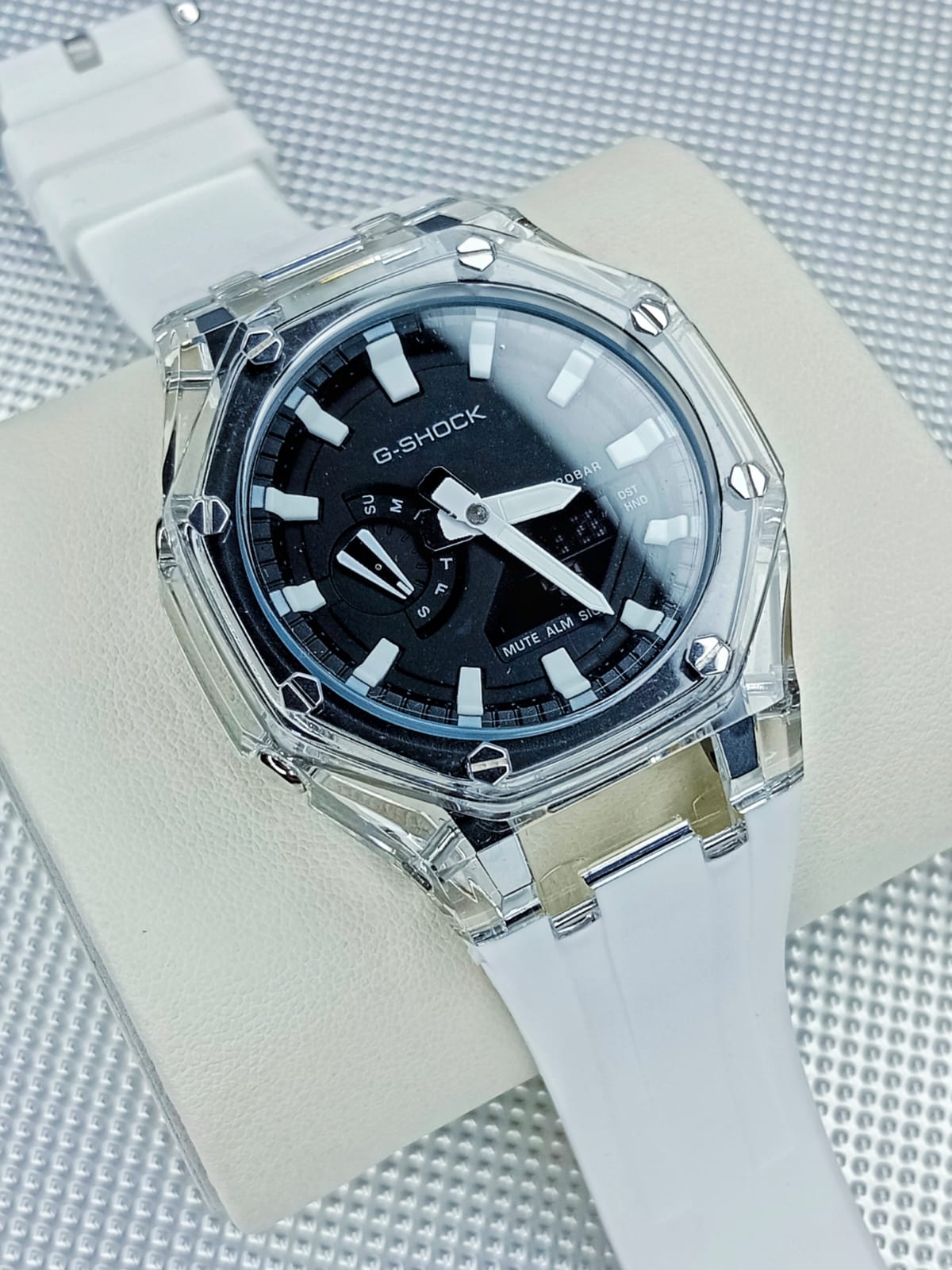 Casio G-Shock Transparent Semi AAA Grade - White Strap Black Dial